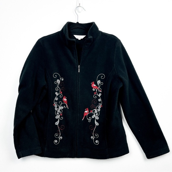 Northern Reflections Sweaters - Vintage Northern Reflections Black Zip-Up Sweater with Cardinal Embroidery